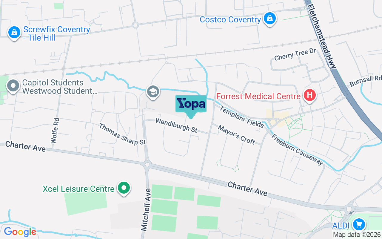 Map showing the location of CV4 8HE