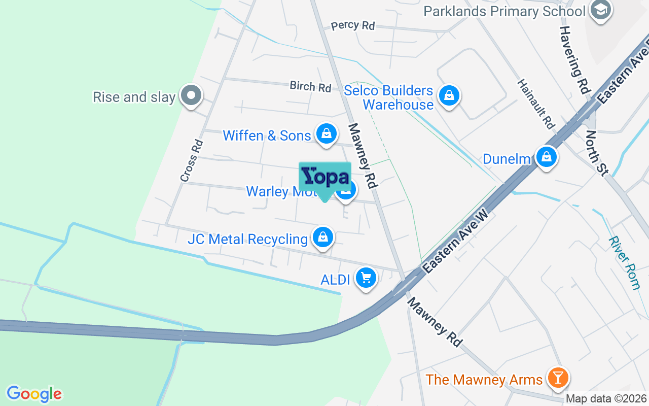 Map showing the location of RM7 8BE