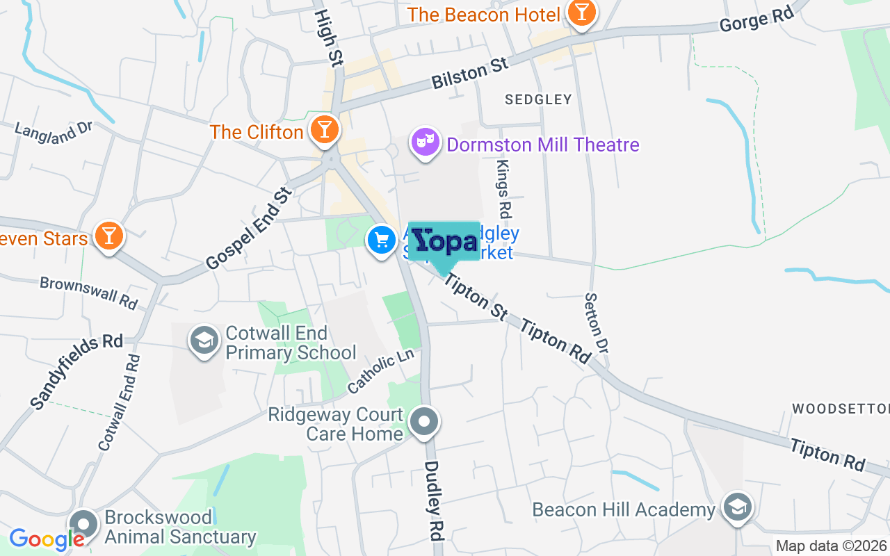 Map showing the location of DY3 1HD