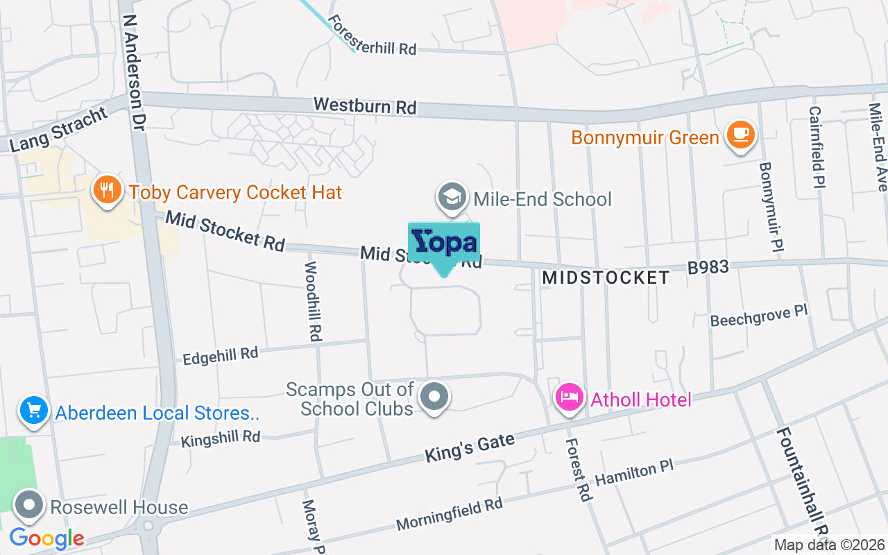 Map showing the location of AB15 5EA
