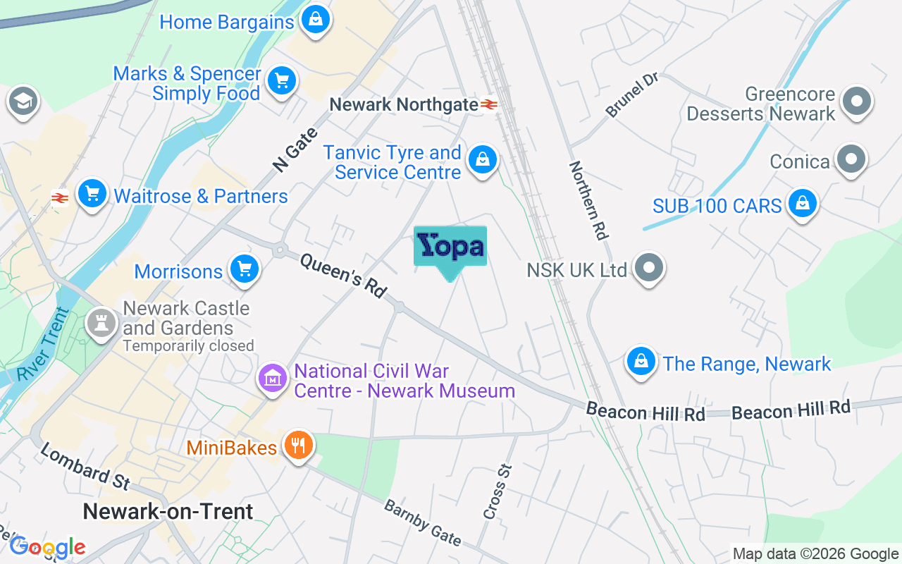 Map showing the location of NG24 1NE