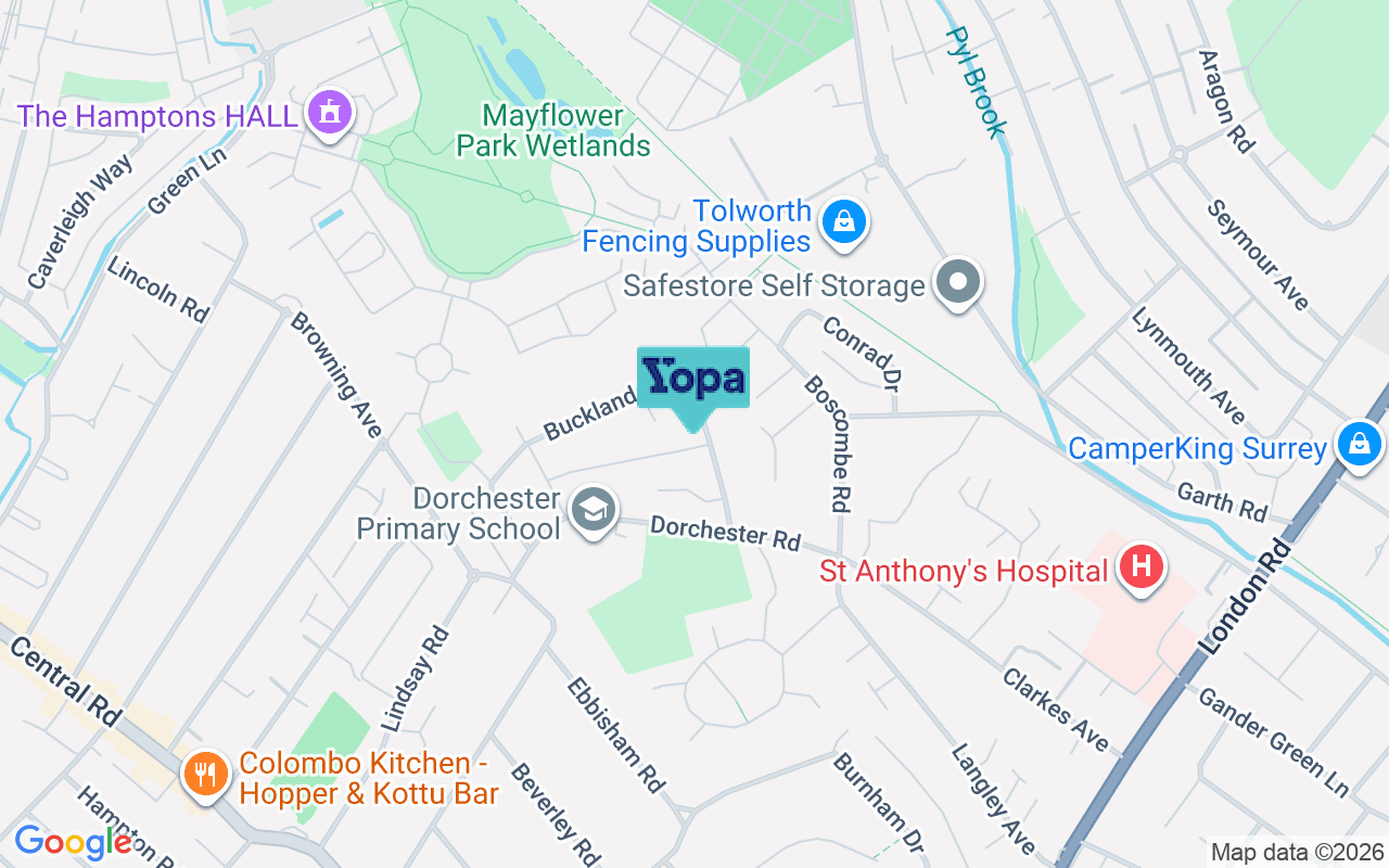 Map showing the location of KT4 8NT