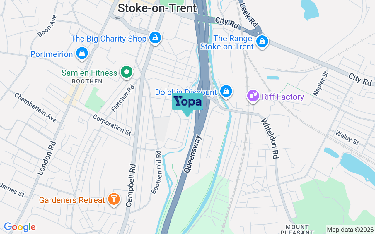 Map showing the location of ST4 4FT