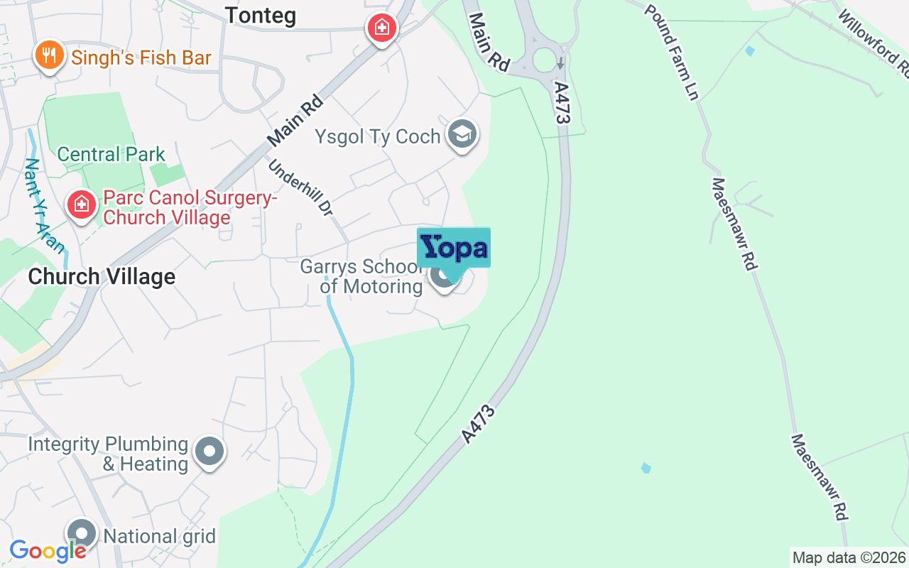 Map showing the location of CF38 1NG
