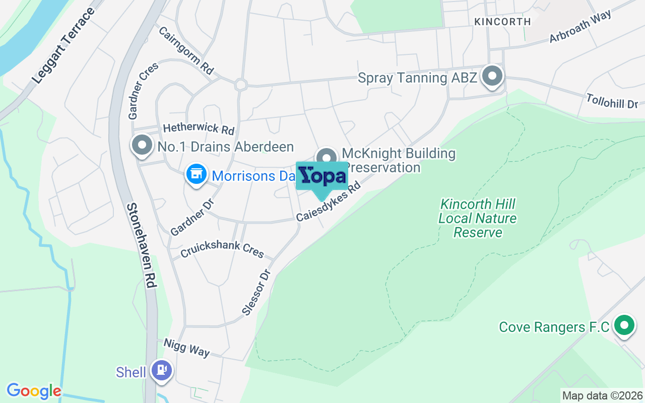 Map showing the location of AB12 5JP