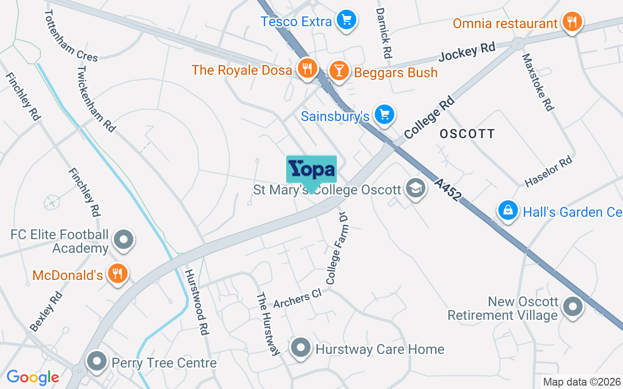 Map showing the location of B44 0AP