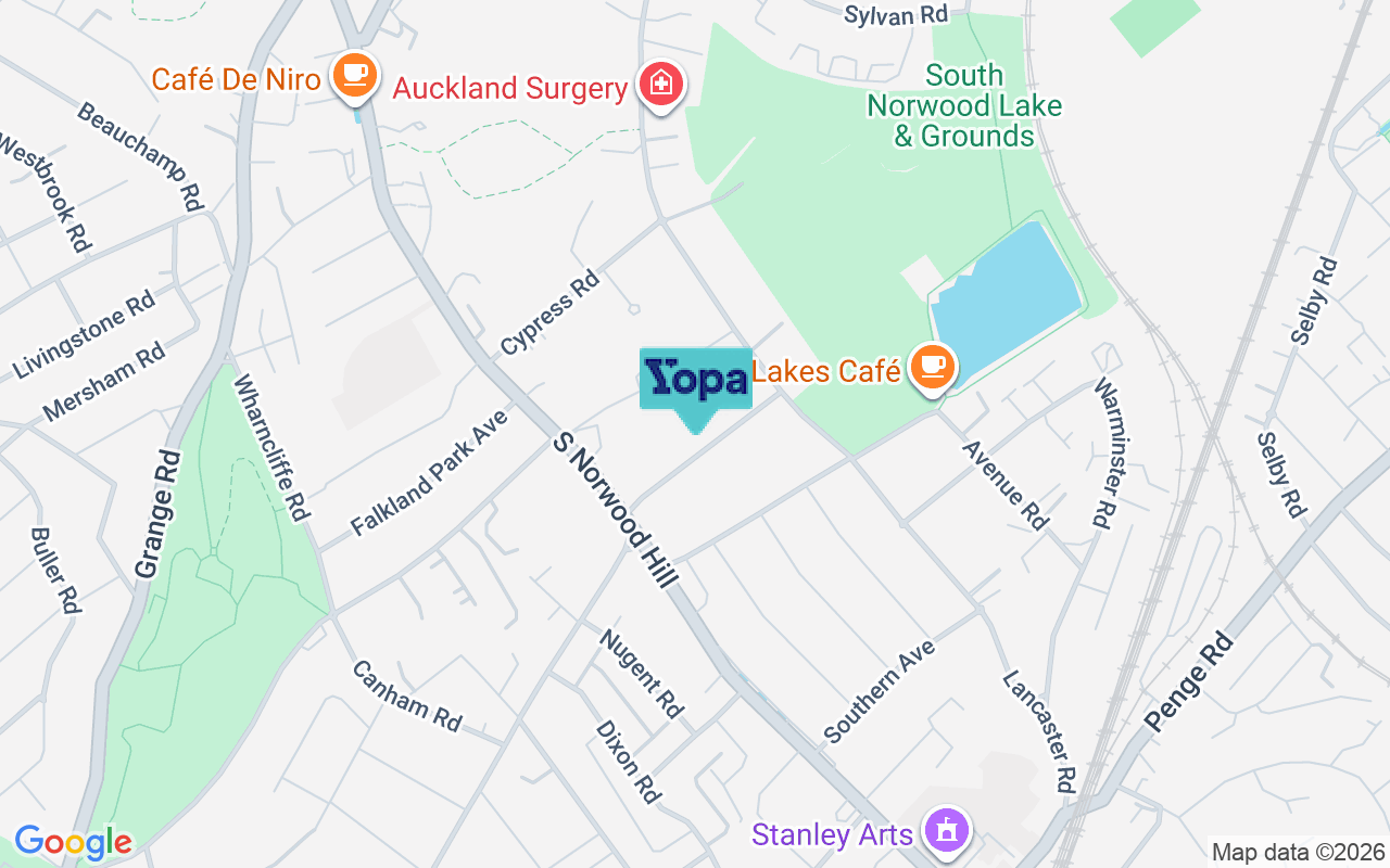 Map showing the location of SE25 4AS