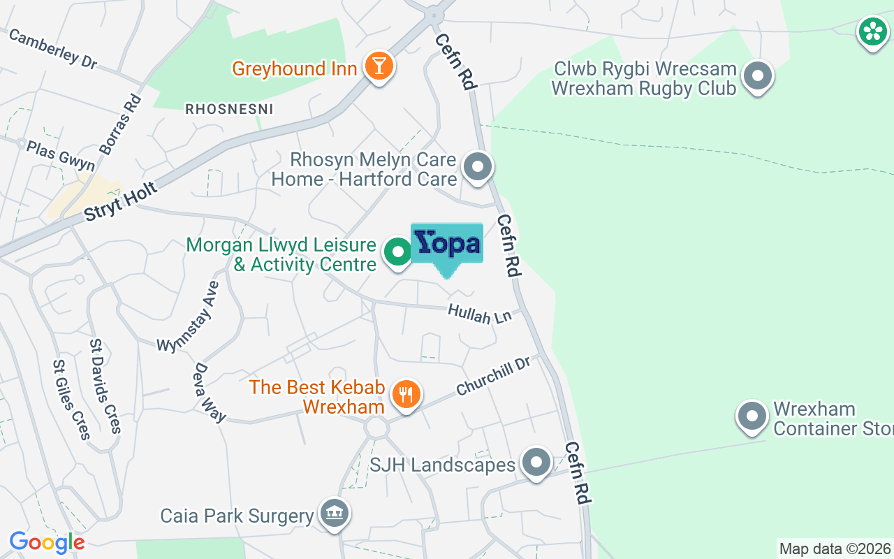 Map showing the location of LL13 9AB