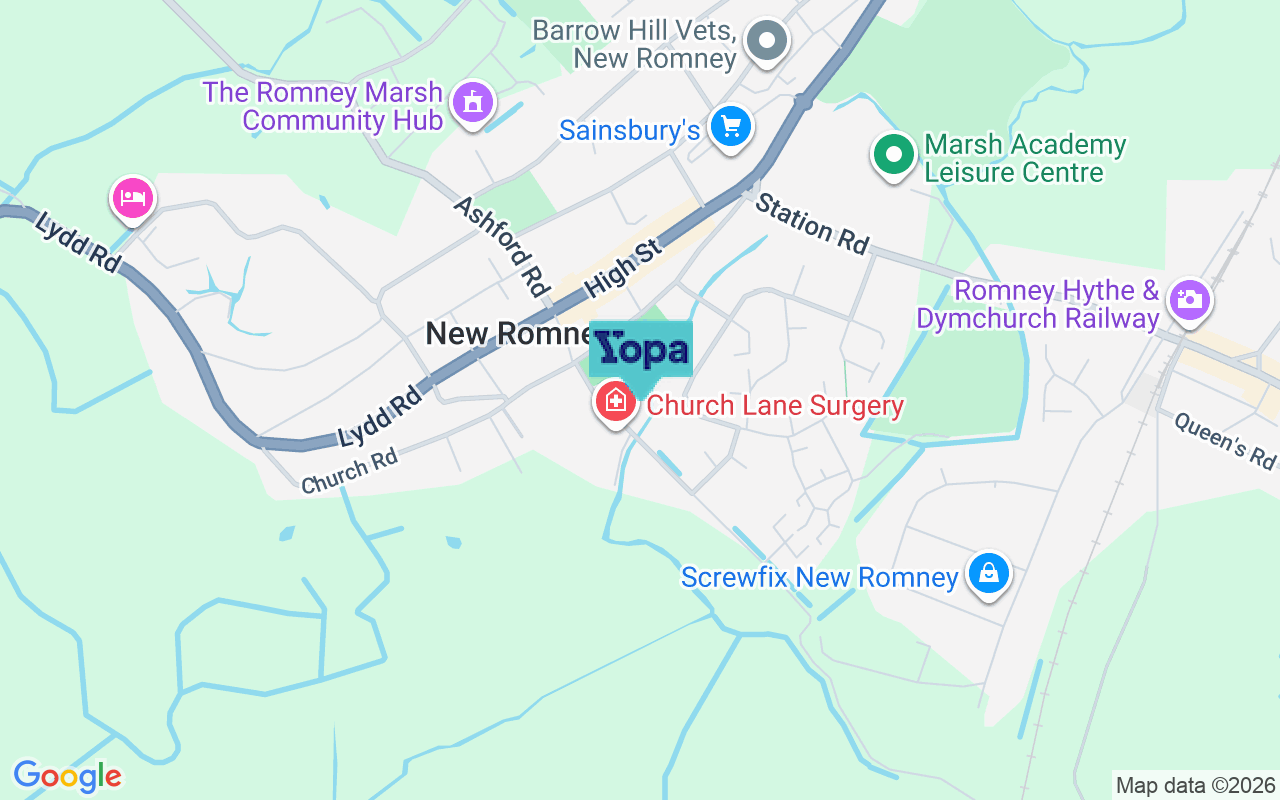 Map showing the location of TN28 8EU