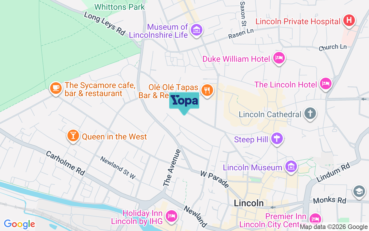 Map showing the location of LN1 1JP