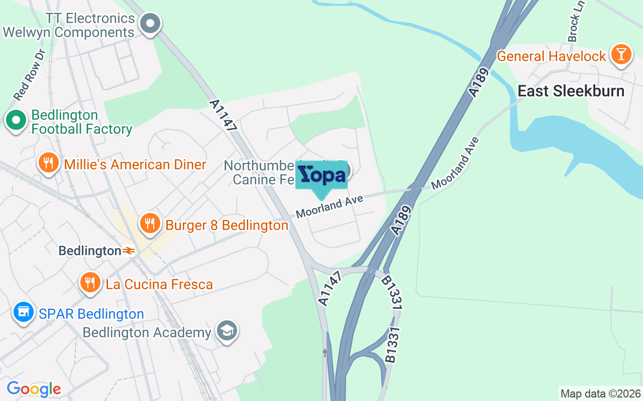 Map showing the location of NE22 7EX