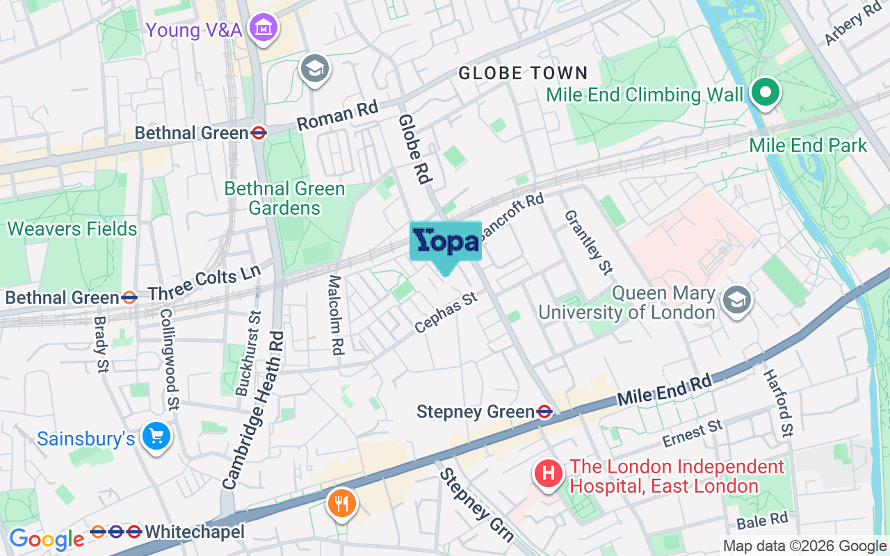 Map showing the location of E1 4JT