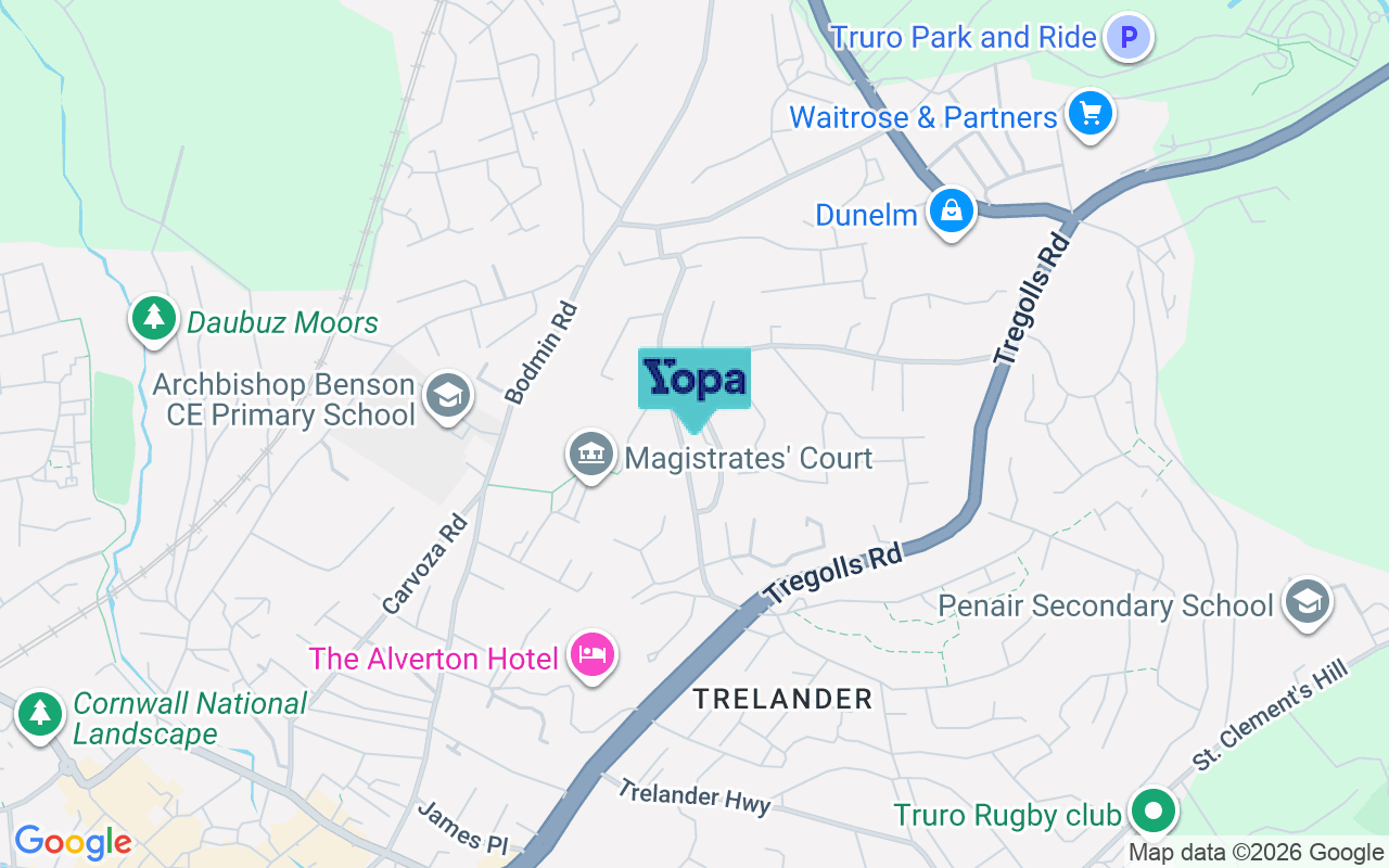 Map showing the location of TR1 1NE