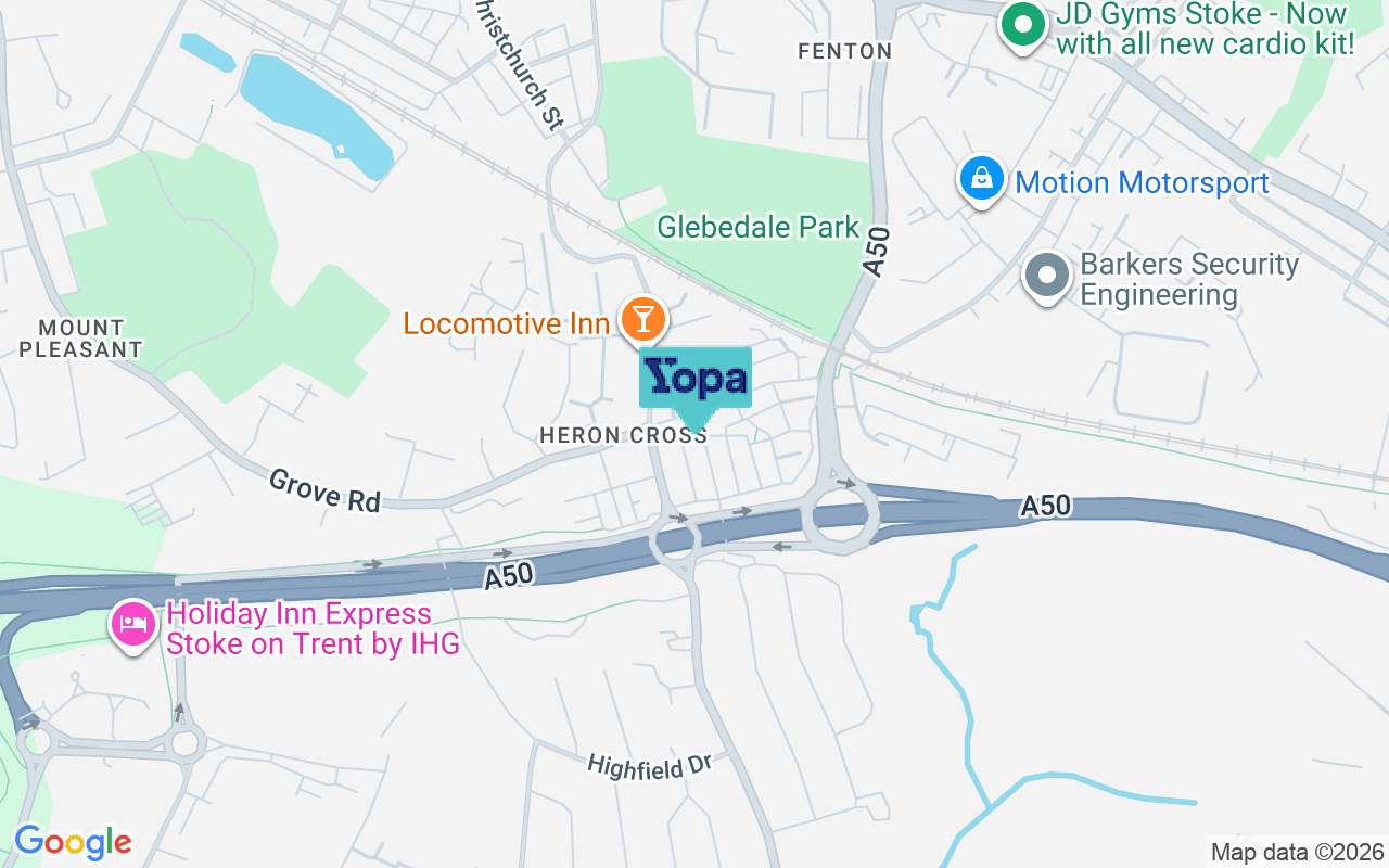 Map showing the location of ST4 3BU