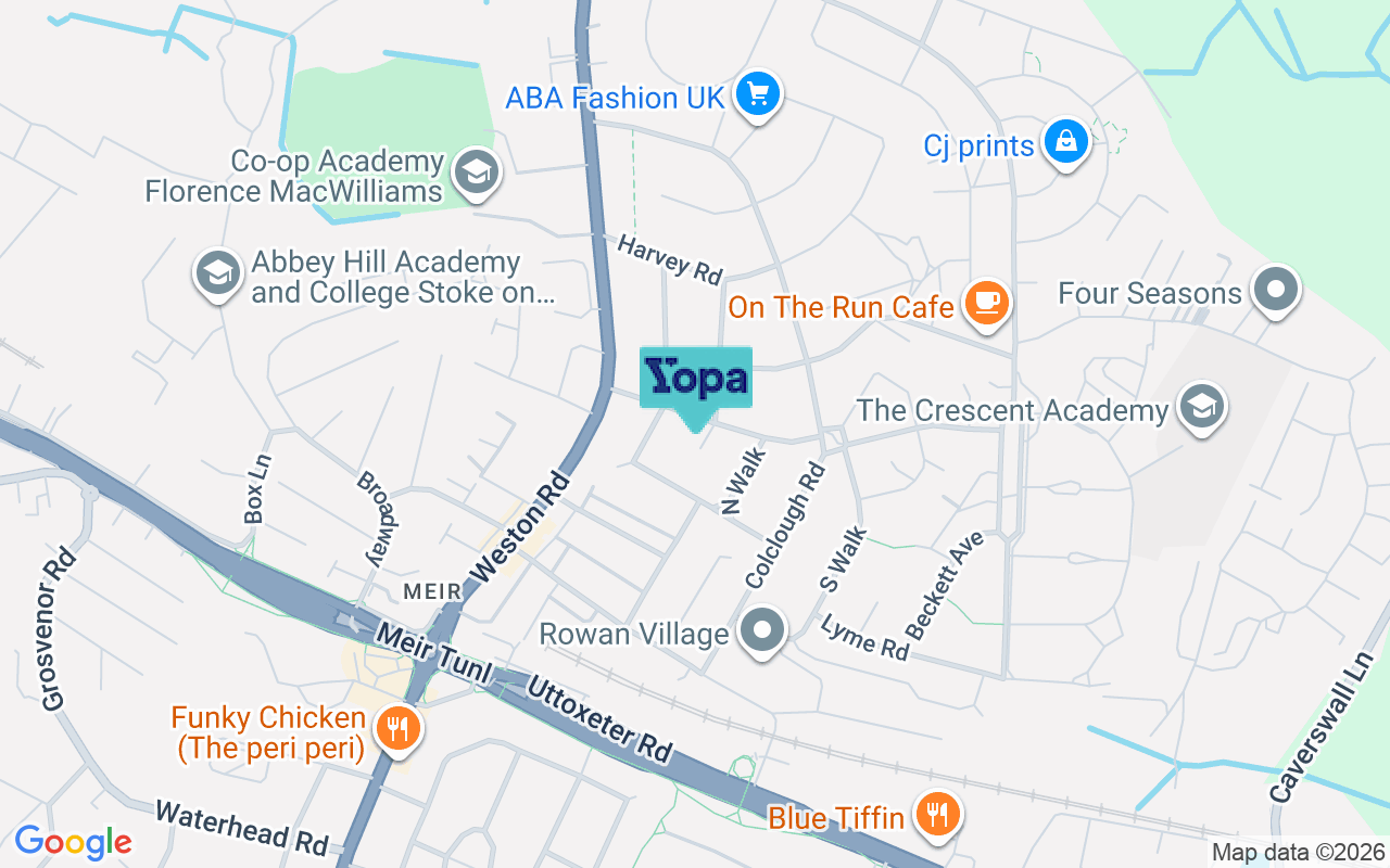 Map showing the location of ST3 6DA
