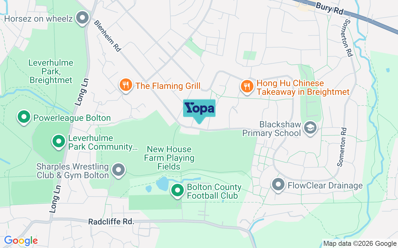 Map showing the location of BL2 6NL