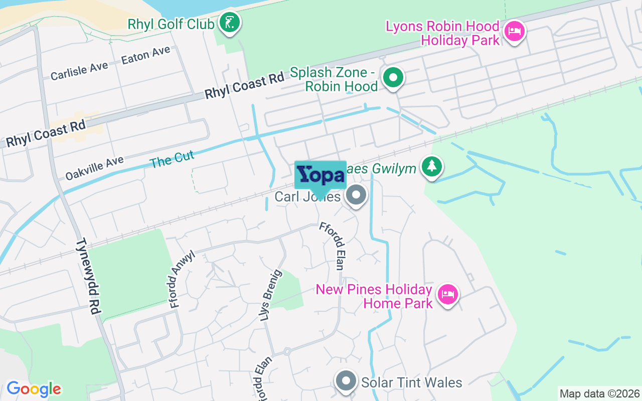 Map showing the location of LL18 4AX