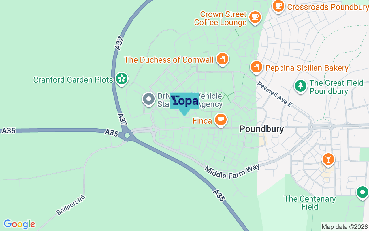 Map showing the location of DT1 3SS