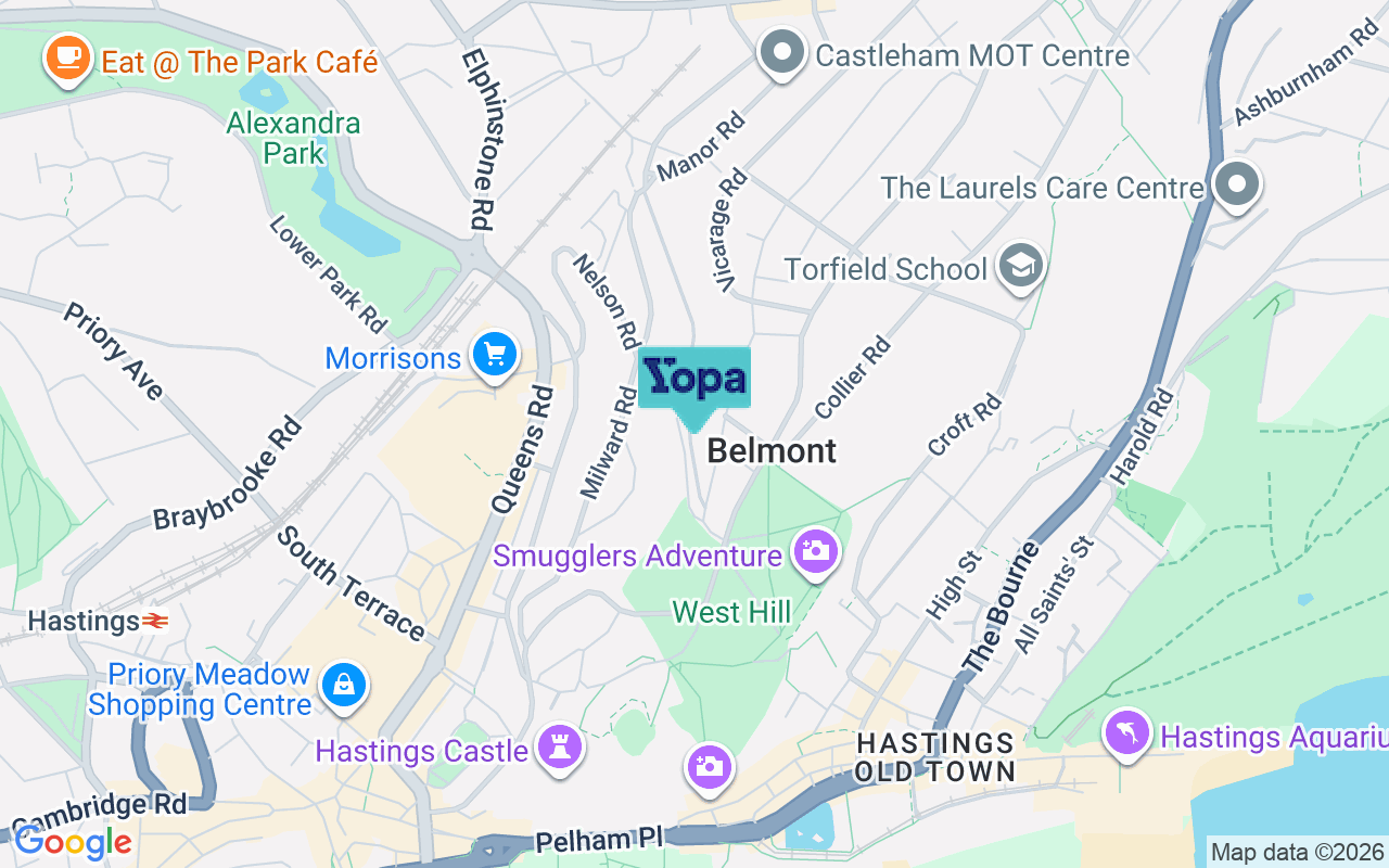 Map showing the location of TN34 3LS
