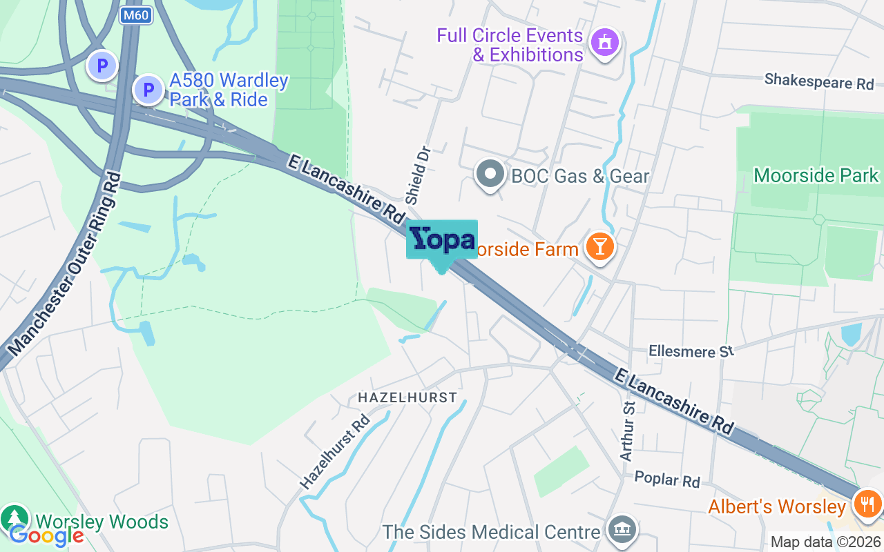 Map showing the location of M28 2TD