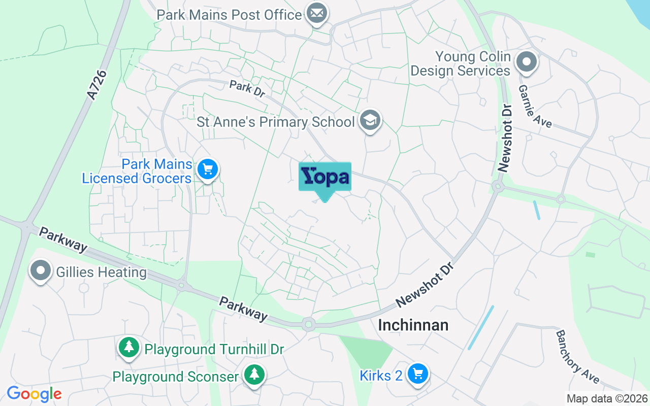 Map showing the location of PA8 7AT