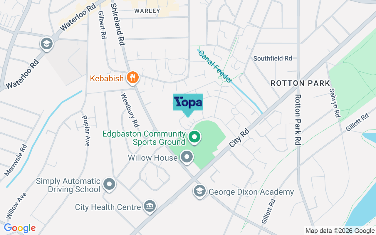 Map showing the location of B16 0QG