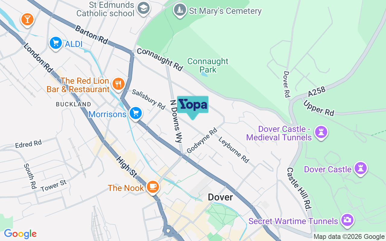 Map showing the location of CT16 1EY