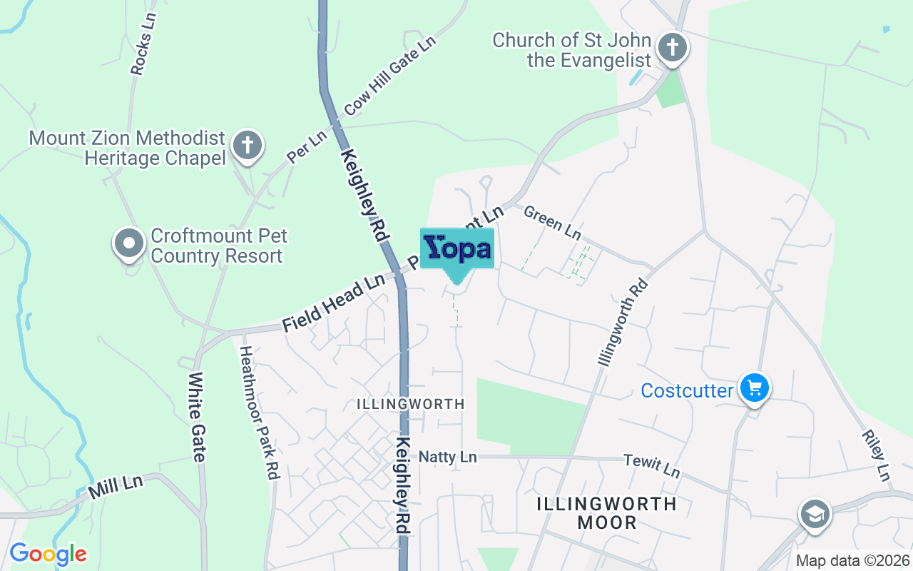 Map showing the location of HX2 9JQ