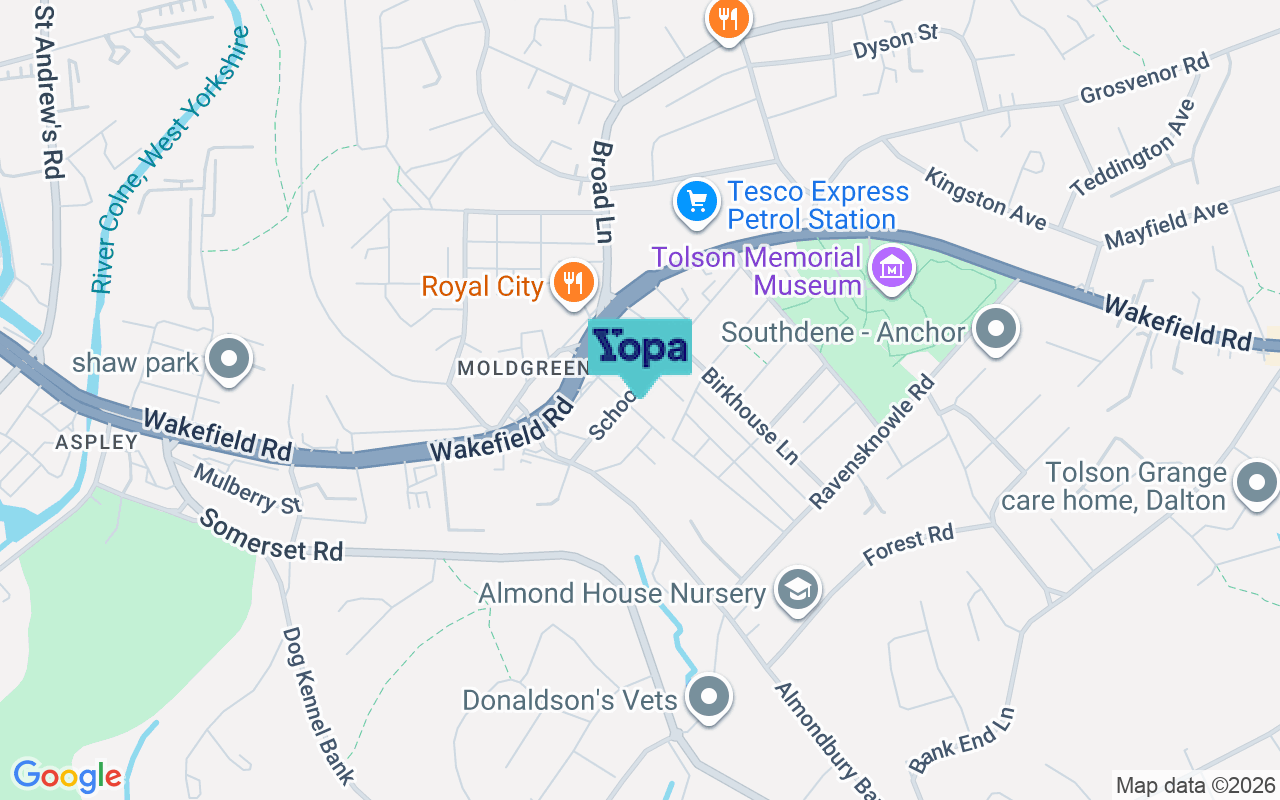 Map showing the location of HD5 8AU
