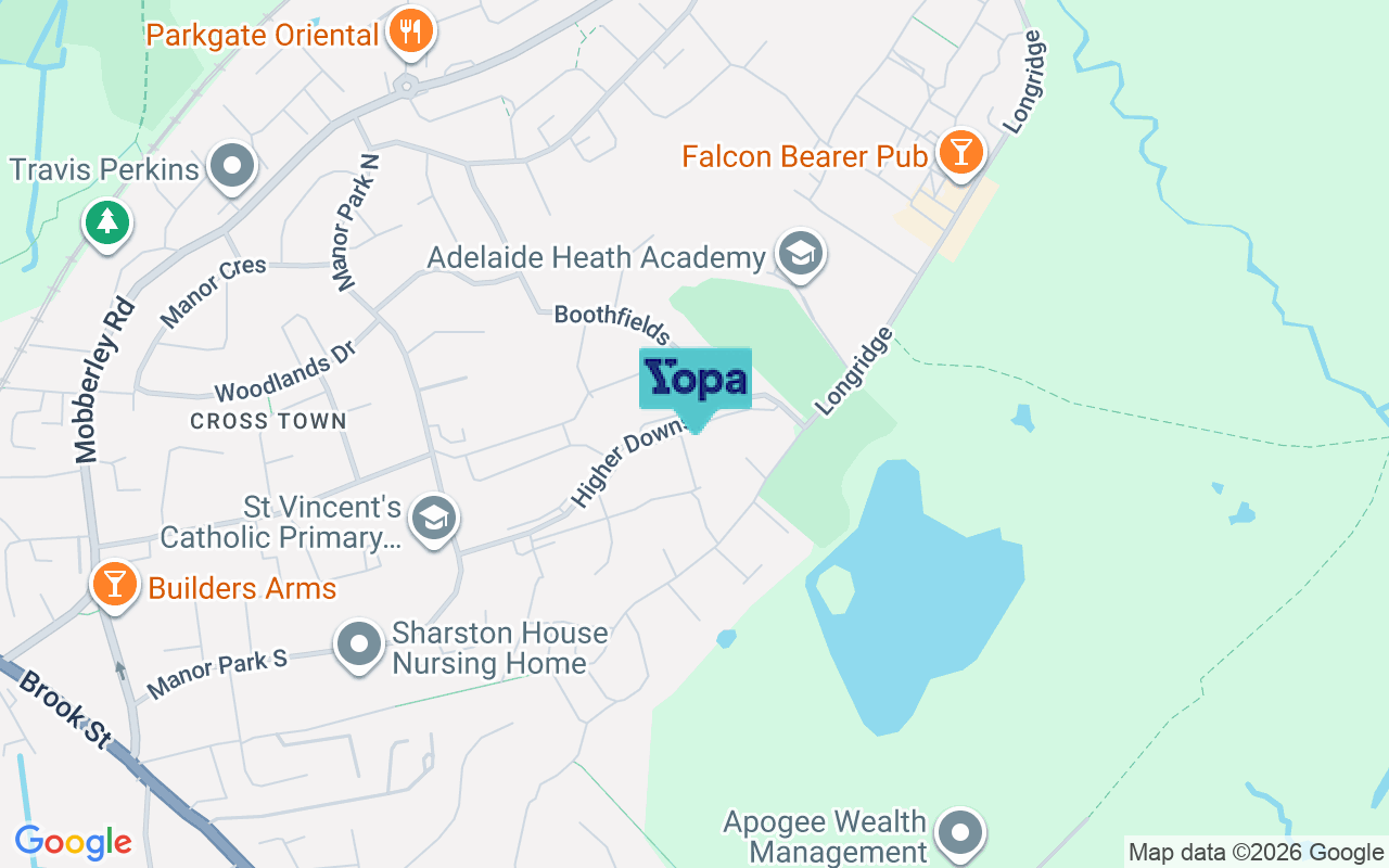 Map showing the location of WA16 8AS