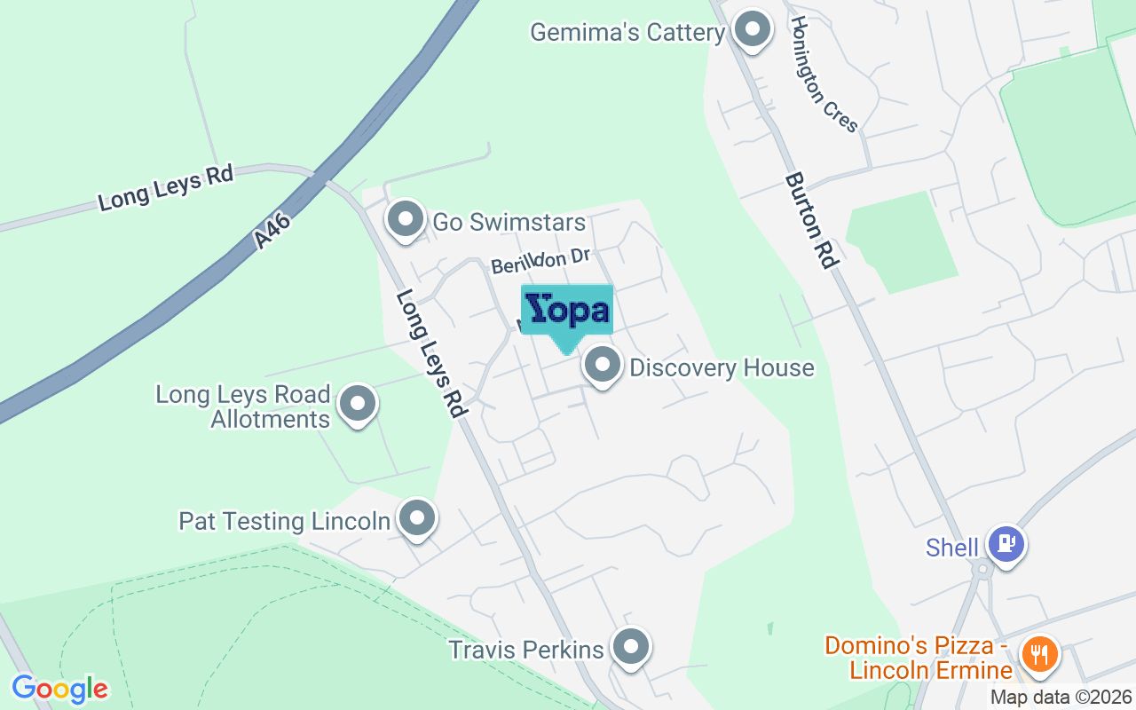 Map showing the location of LN1 1AW
