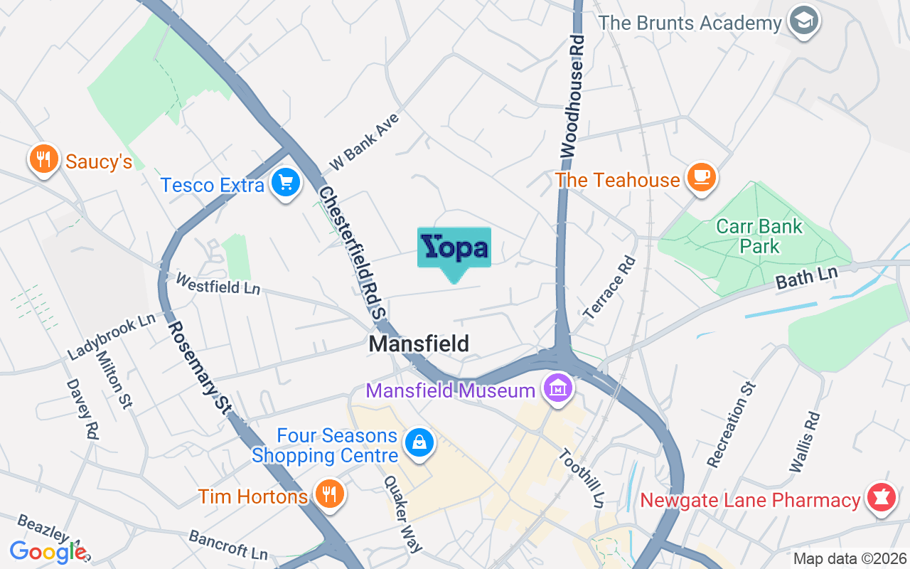 Map showing the location of NG19 7AA