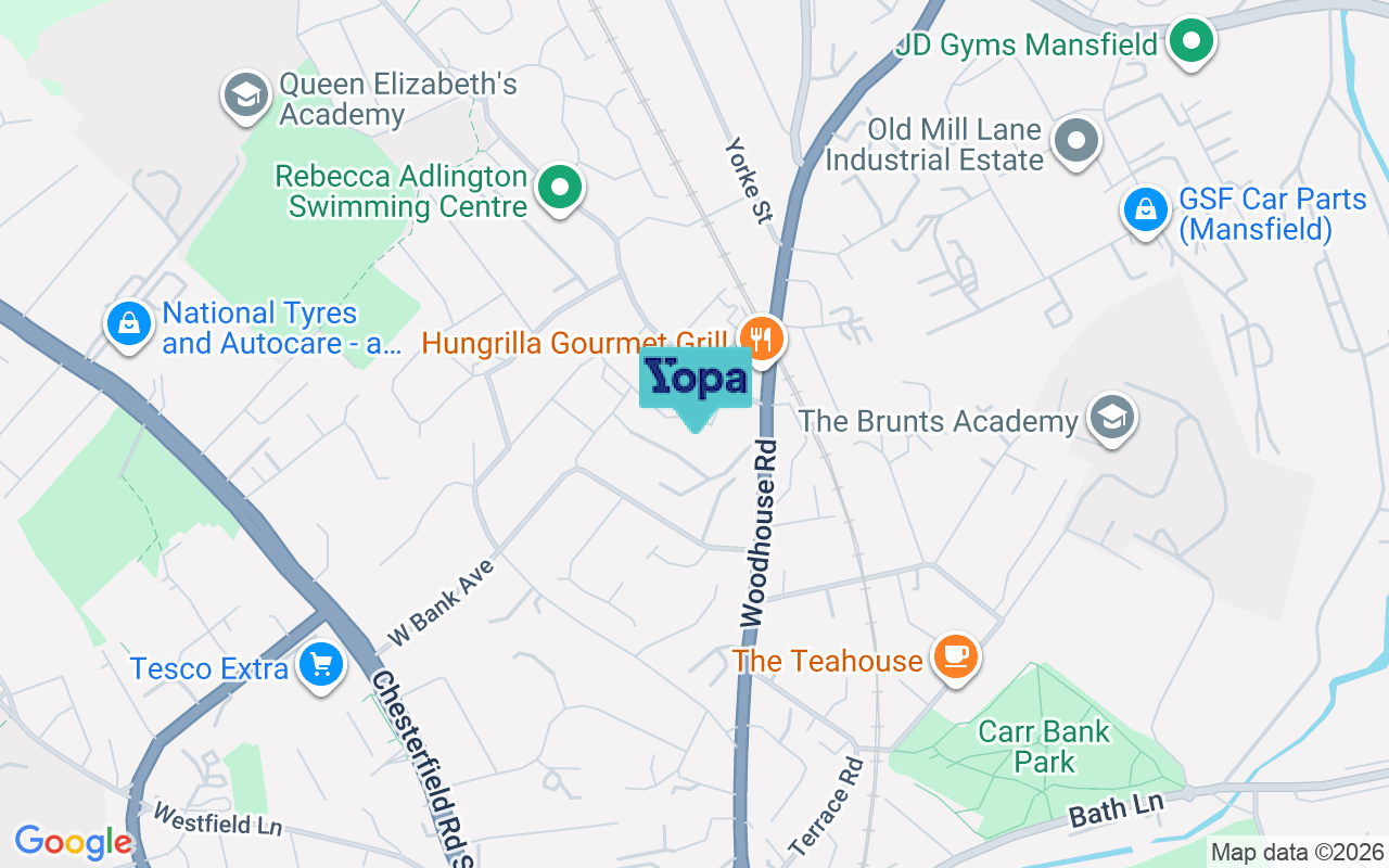 Map showing the location of NG19 7DS