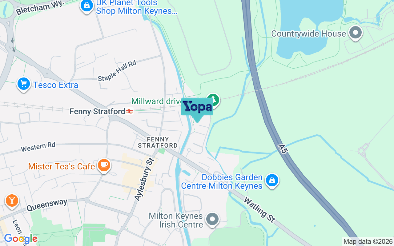 Map showing the location of MK2 2BX