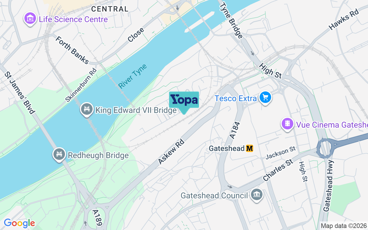Map showing the location of NE8 2AF
