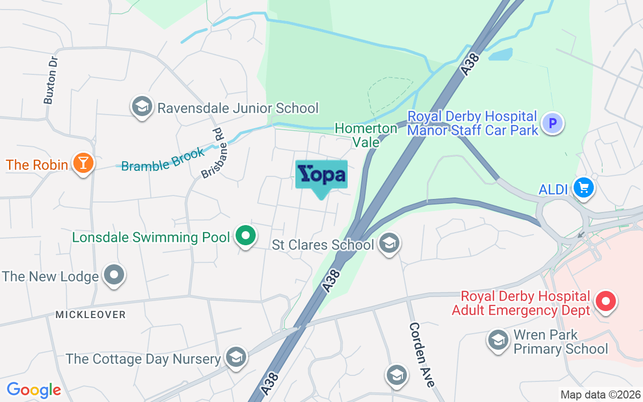 Map showing the location of DE3 9DG