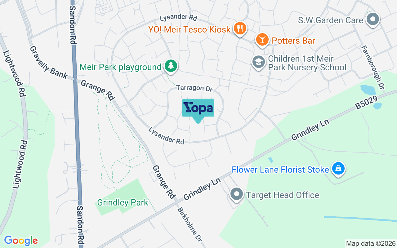 Map showing the location of ST3 7YD