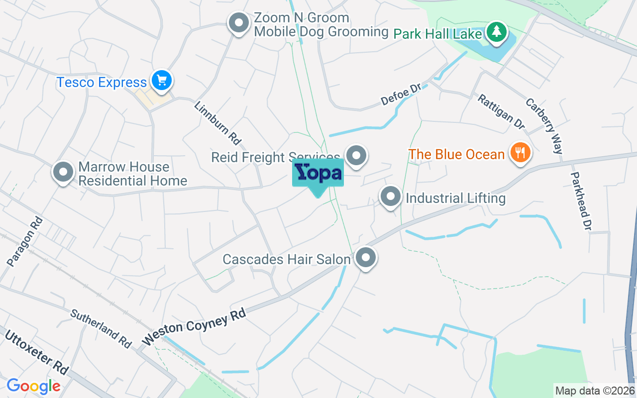 Map showing the location of ST3 5TW