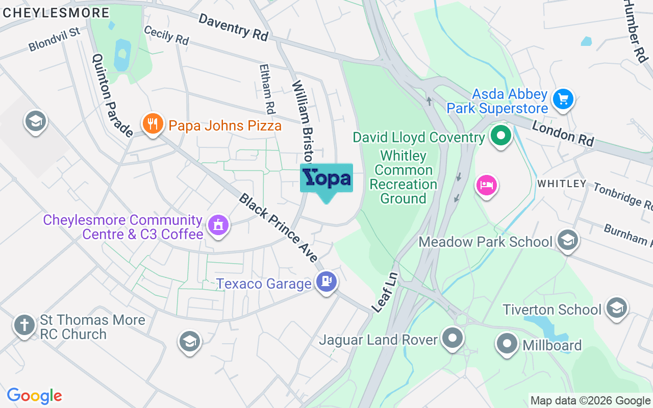 Map showing the location of CV3 5QB