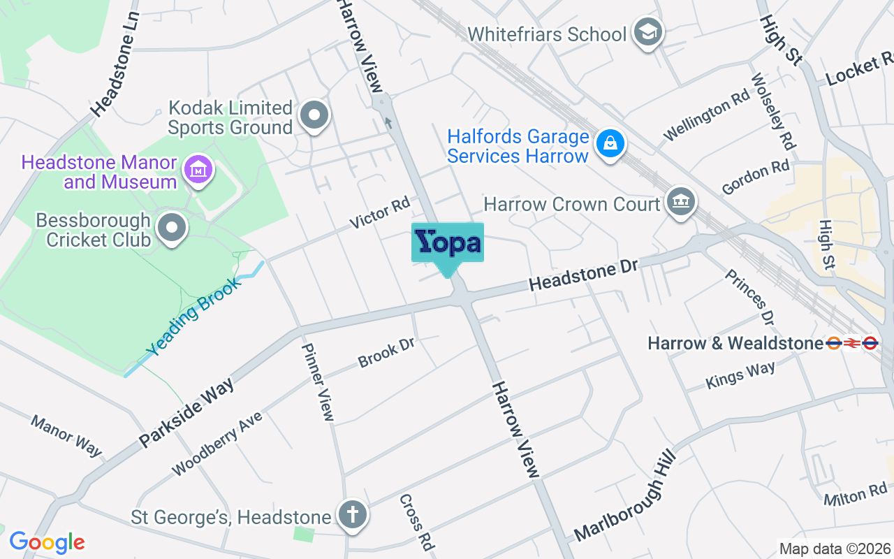 Map showing the location of HA2 6QG