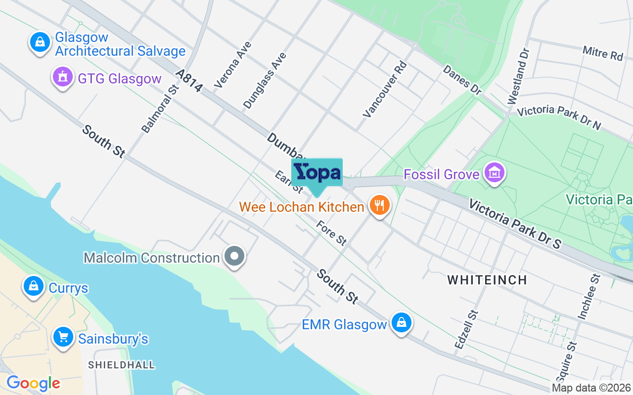 Map showing the location of G14 0BQ