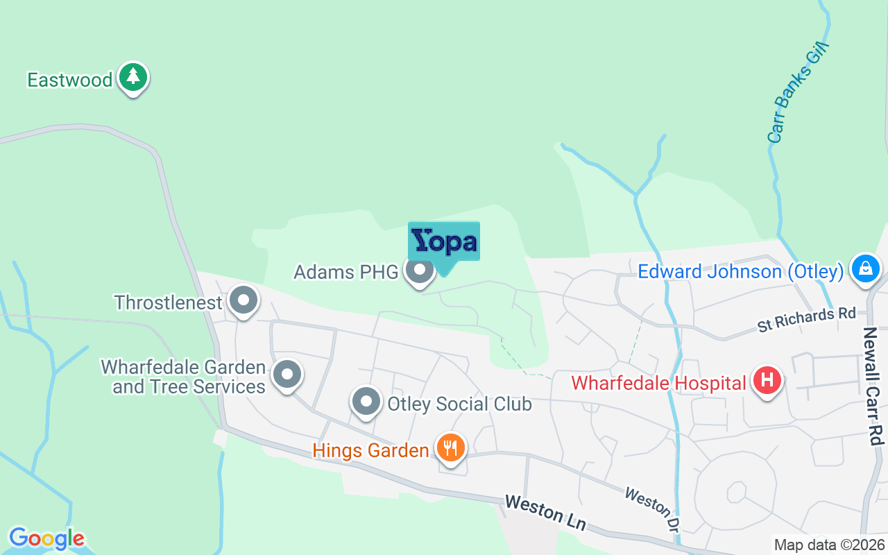 Map showing the location of LS21 2FF