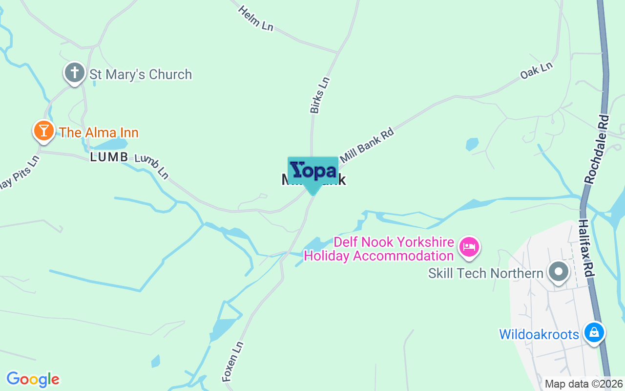 Map showing the location of HX6 3ED