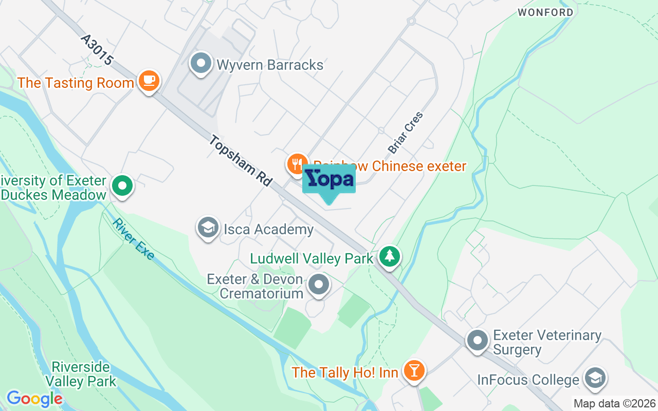 Map showing the location of EX2 6BQ