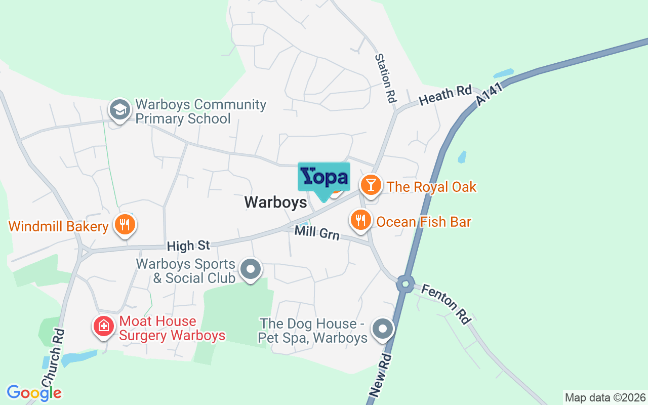 Map showing the location of PE28 2TB
