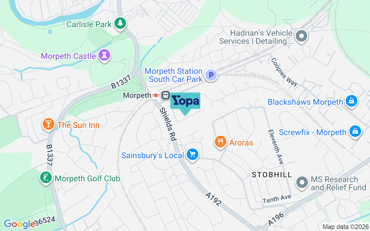 Map showing the location of NE61 2SH