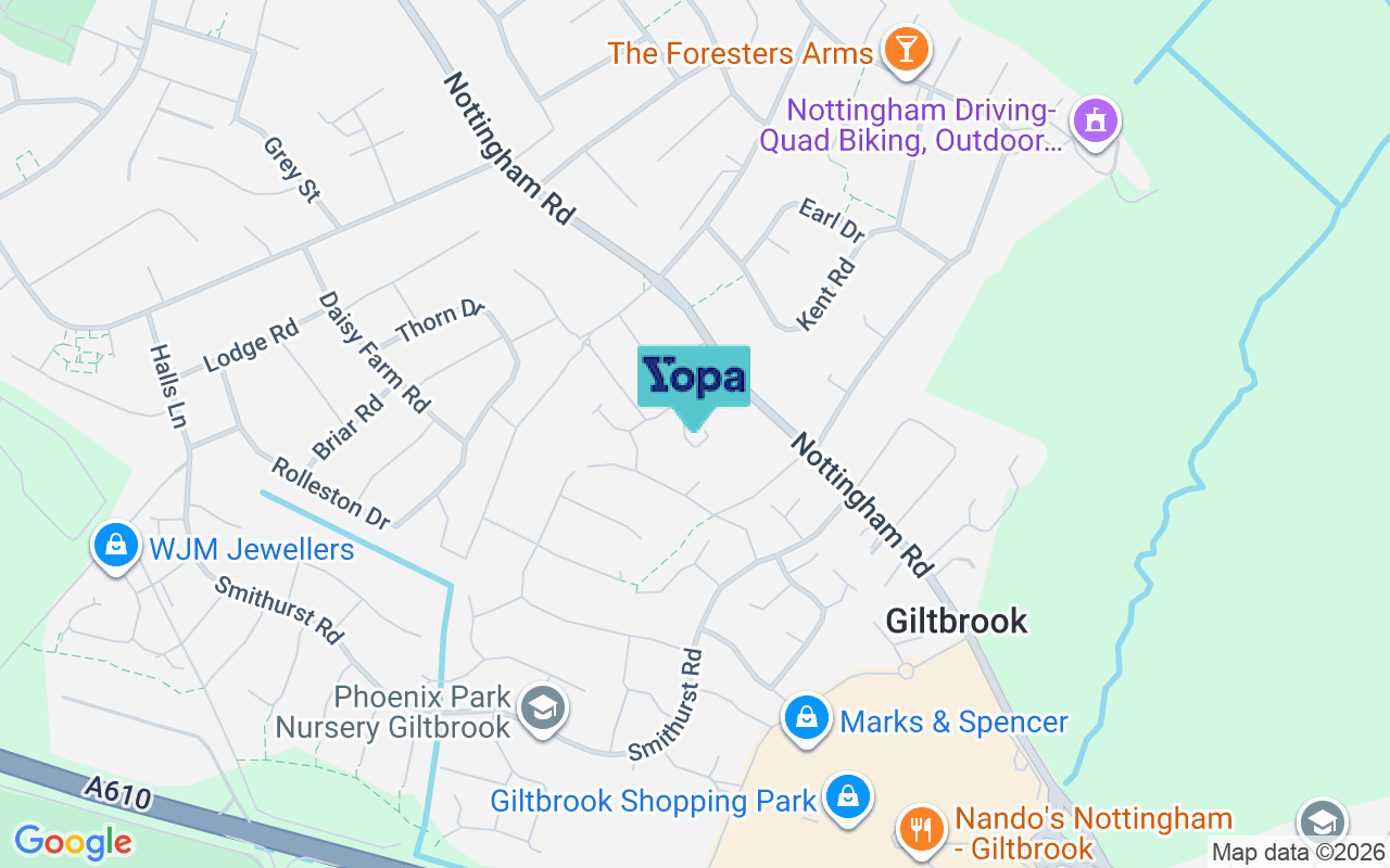 Map showing the location of NG16 2WS