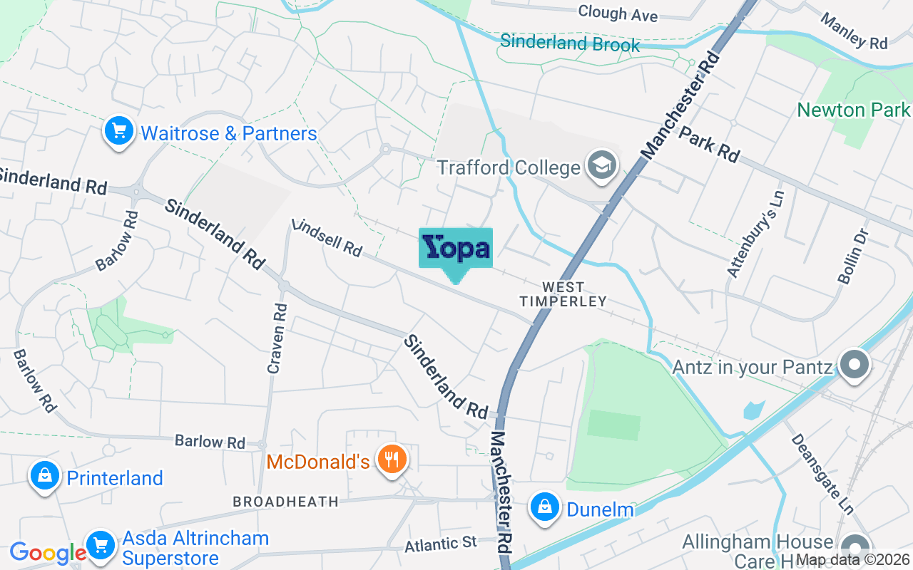 Map showing the location of WA14 5NX