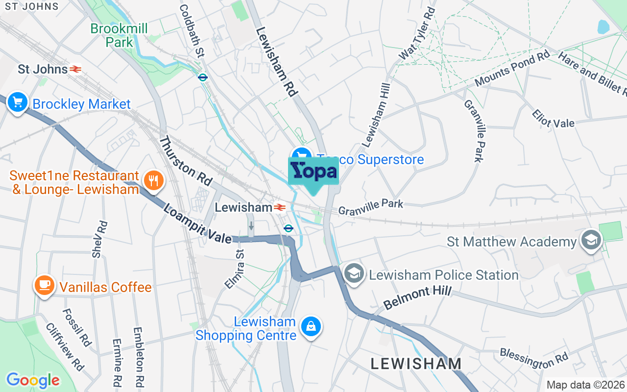 Map showing the location of SE13 7BG