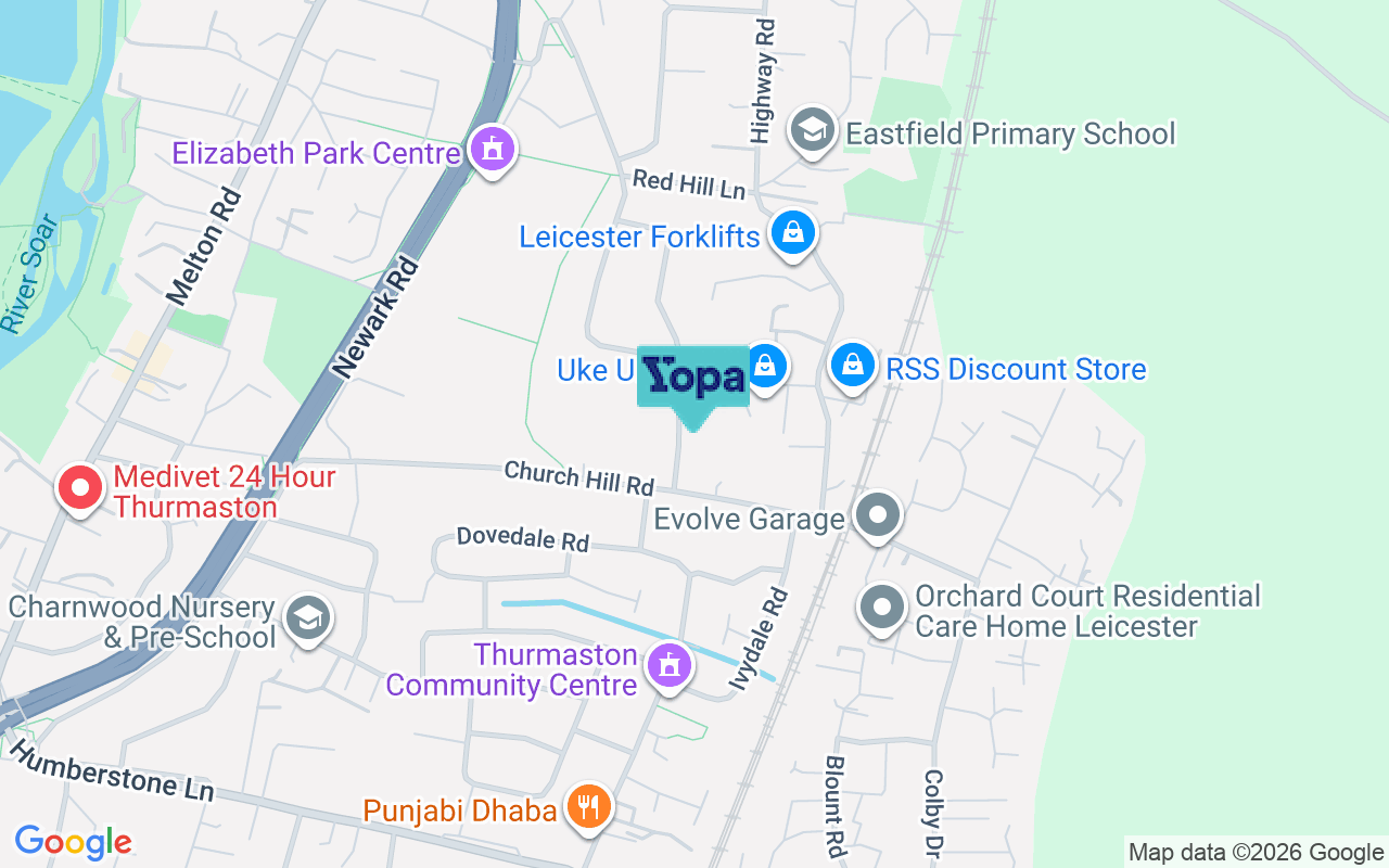 Map showing the location of LE4 8DY
